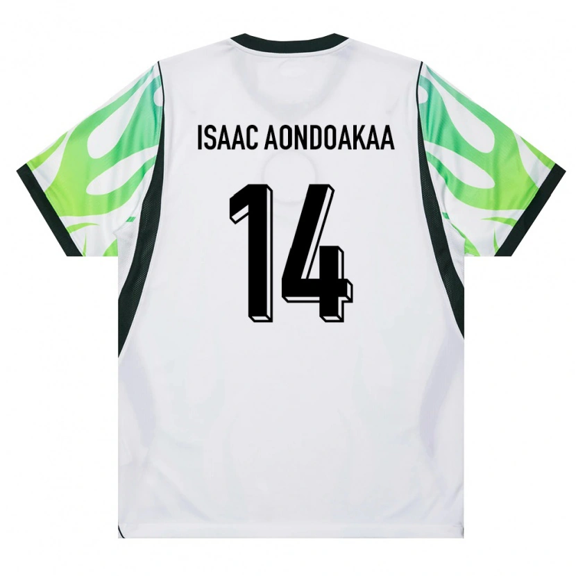 Danxen Dámské Nigérie Anongu Isaac Aondoakaa #14 Bílá Zelená Daleko Hráčské Dresy 26-28 Dres