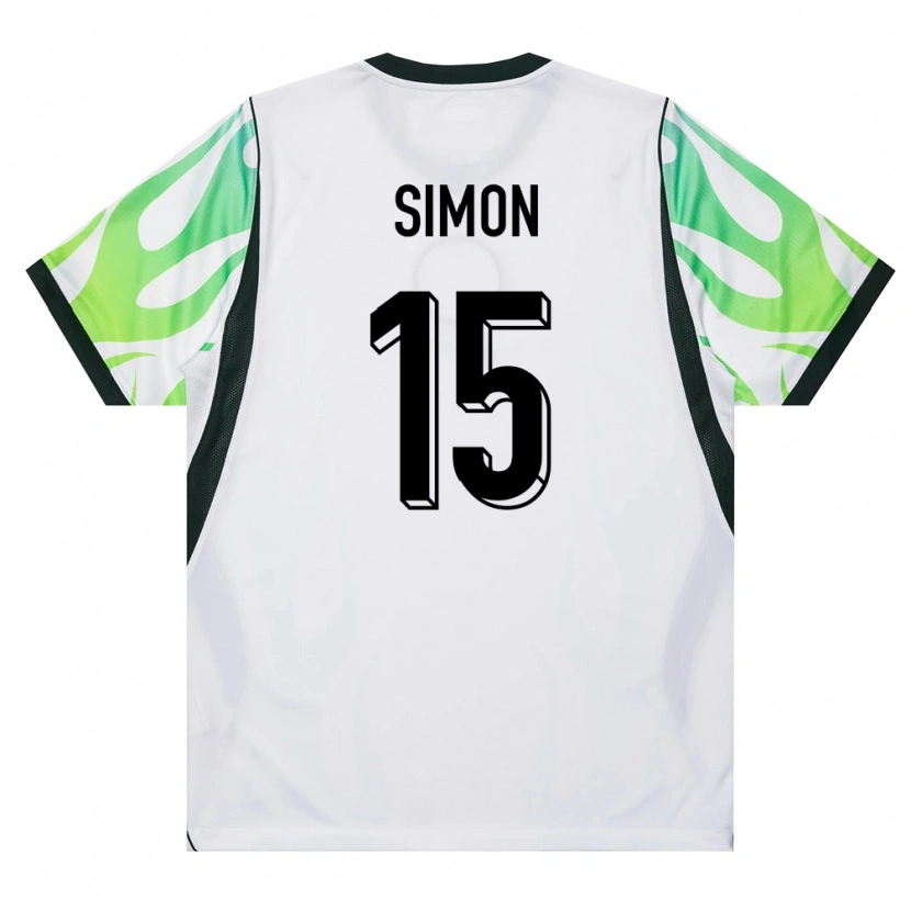 Danxen Dámské Nigérie Moses Simon #15 Bílá Zelená Daleko Hráčské Dresy 26-28 Dres