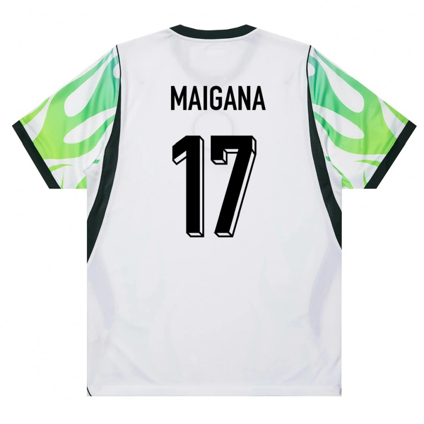 Danxen Dámské Nigérie Tahir Maigana #17 Bílá Zelená Daleko Hráčské Dresy 26-28 Dres