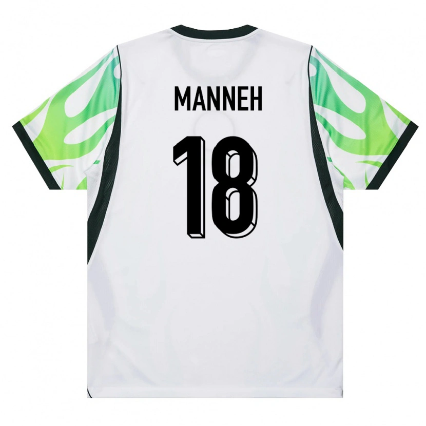 Danxen Dámské Nigérie Ebrima Manneh #18 Bílá Zelená Daleko Hráčské Dresy 26-28 Dres