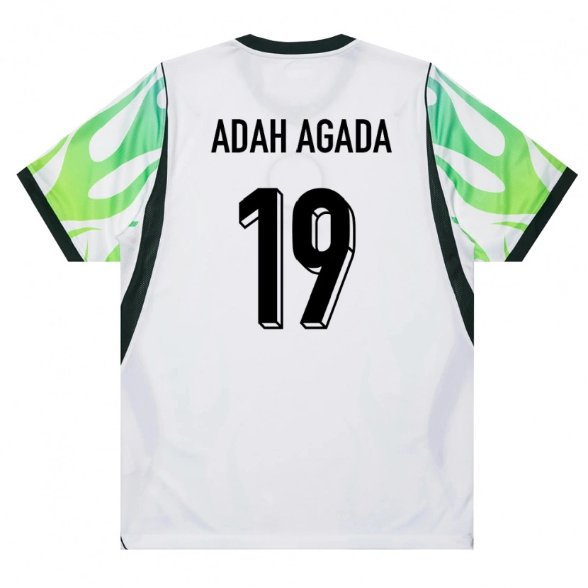 Danxen Dámské Nigérie Charles Adah Agada #19 Bílá Zelená Daleko Hráčské Dresy 26-28 Dres