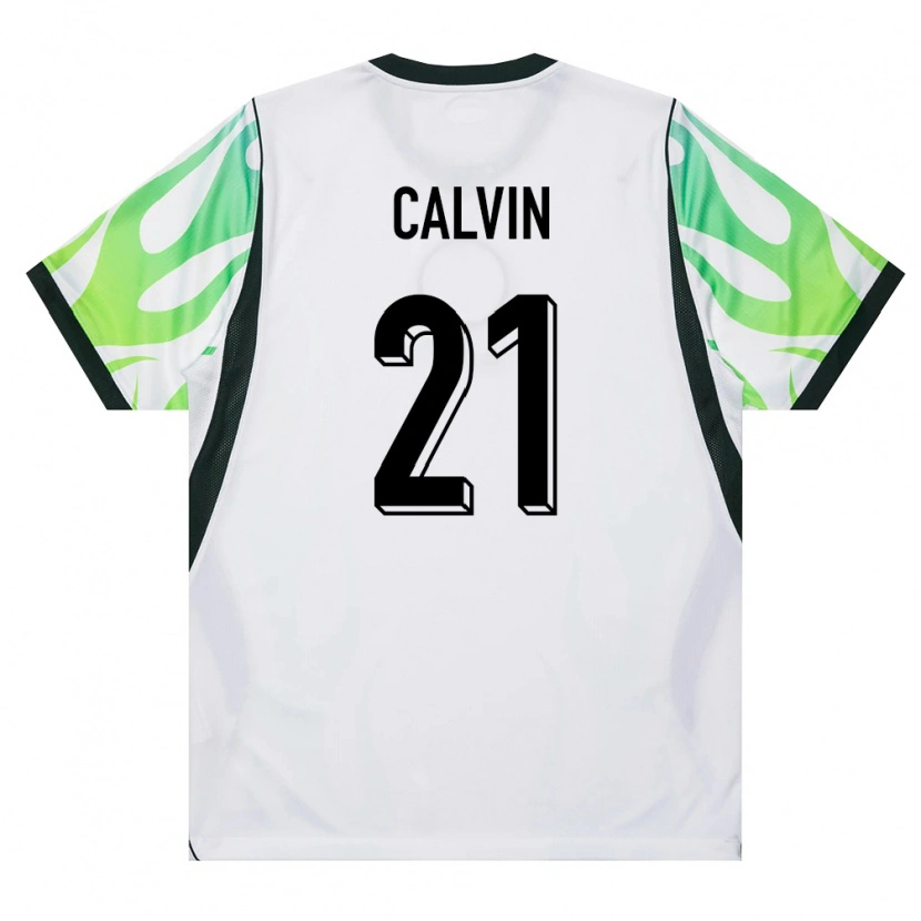 Danxen Dámské Nigérie Calvin Bassey #21 Bílá Zelená Daleko Hráčské Dresy 26-28 Dres