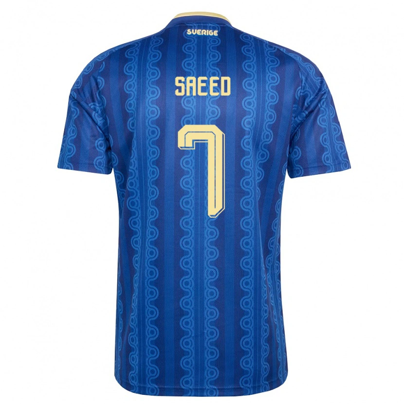 Danxen Dámské Švédsko Ahmed Saeed #7 Modrá Námořnická Žlutá Daleko Hráčské Dresy 26-28 Dres