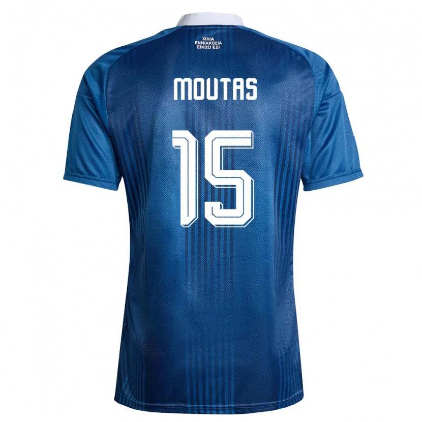 Danxen Dámské Řecko Angelos Moutas #15 Námořnická Modrá Bílá Daleko Hráčské Dresy 26-28 Dres