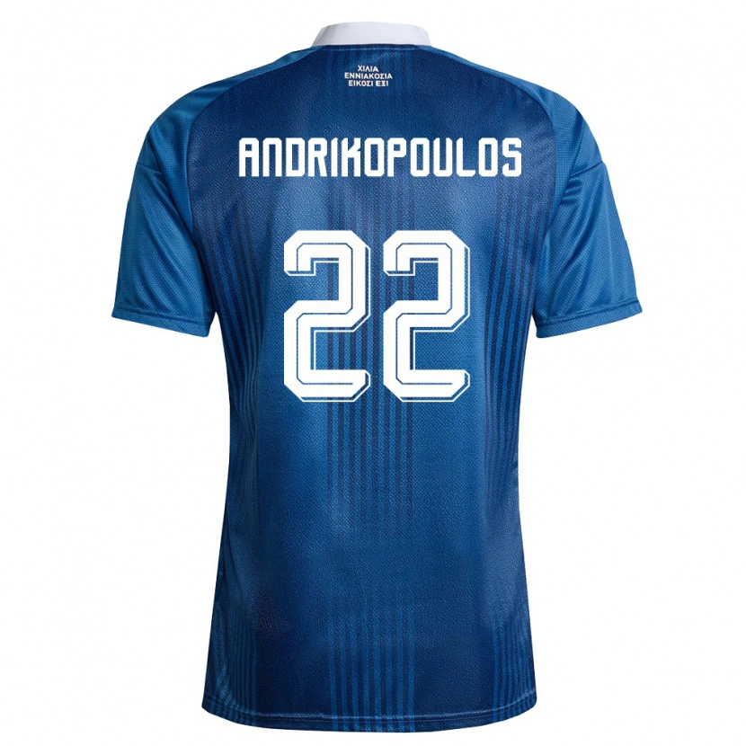 Danxen Dámské Řecko Angelos Andrikopoulos #22 Námořnická Modrá Bílá Daleko Hráčské Dresy 26-28 Dres