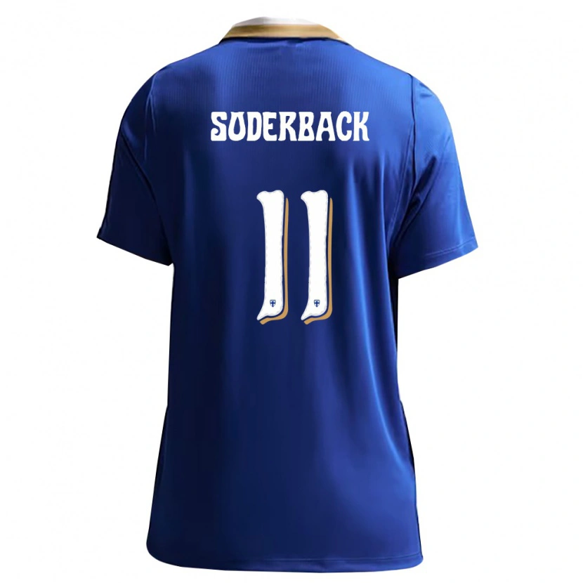 Danxen Dámské Finsko Marius Söderbäck #11 Modrá Bílá Daleko Hráčské Dresy 26-28 Dres