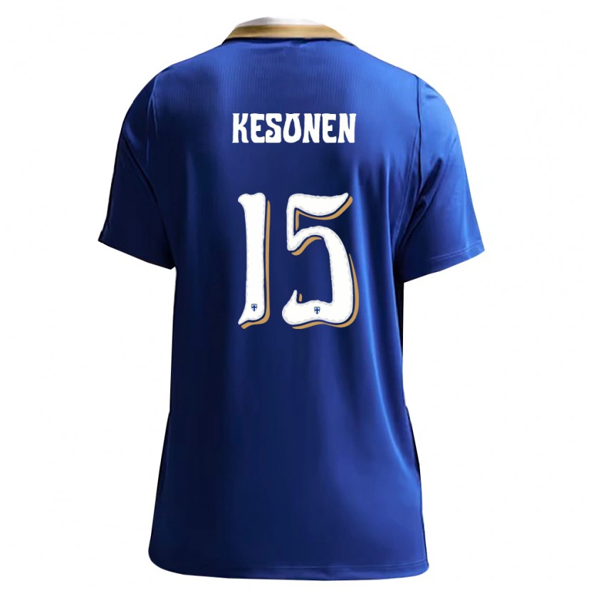 Danxen Dámské Finsko Daniel Kesonen #15 Modrá Bílá Daleko Hráčské Dresy 26-28 Dres