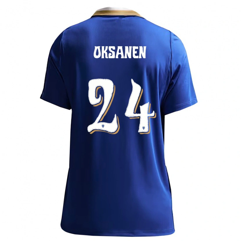 Danxen Dámské Finsko Jaakko Oksanen #24 Modrá Bílá Daleko Hráčské Dresy 26-28 Dres