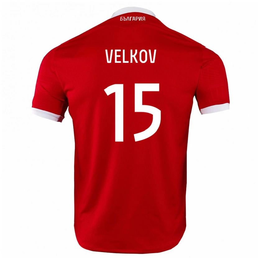 Danxen Dámské Bulharsko Stefan Velkov #15 Červená Bílá Daleko Hráčské Dresy 26-28 Dres