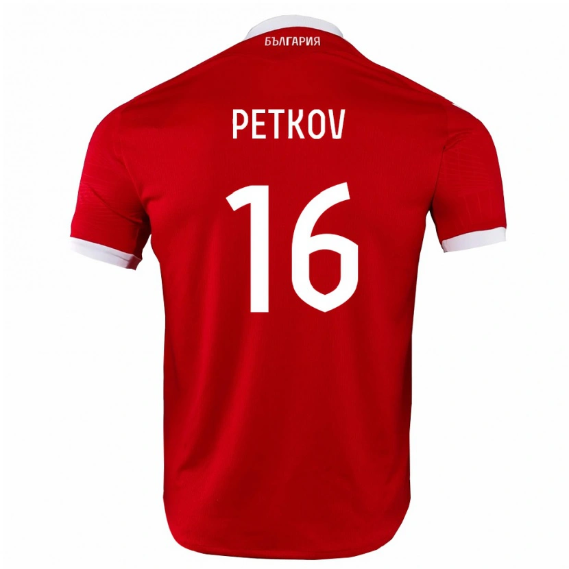 Danxen Dámské Bulharsko Marin Petkov #16 Červená Bílá Daleko Hráčské Dresy 26-28 Dres