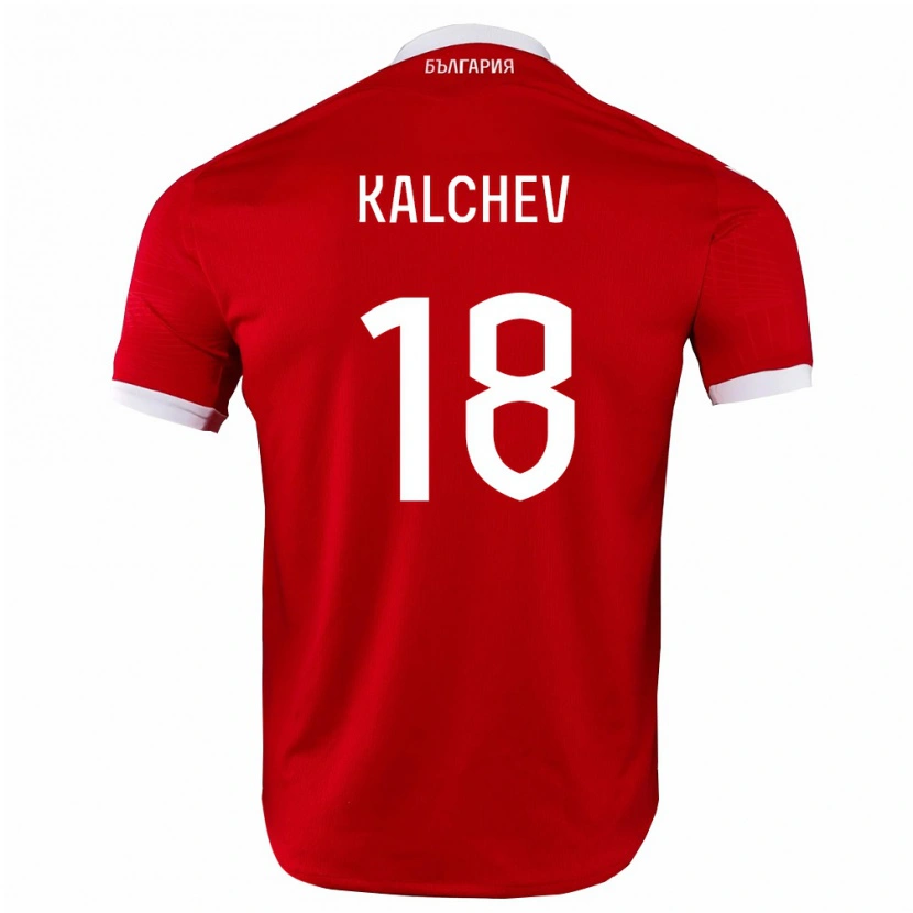 Danxen Dámské Bulharsko Nikola Kalchev #18 Červená Bílá Daleko Hráčské Dresy 26-28 Dres