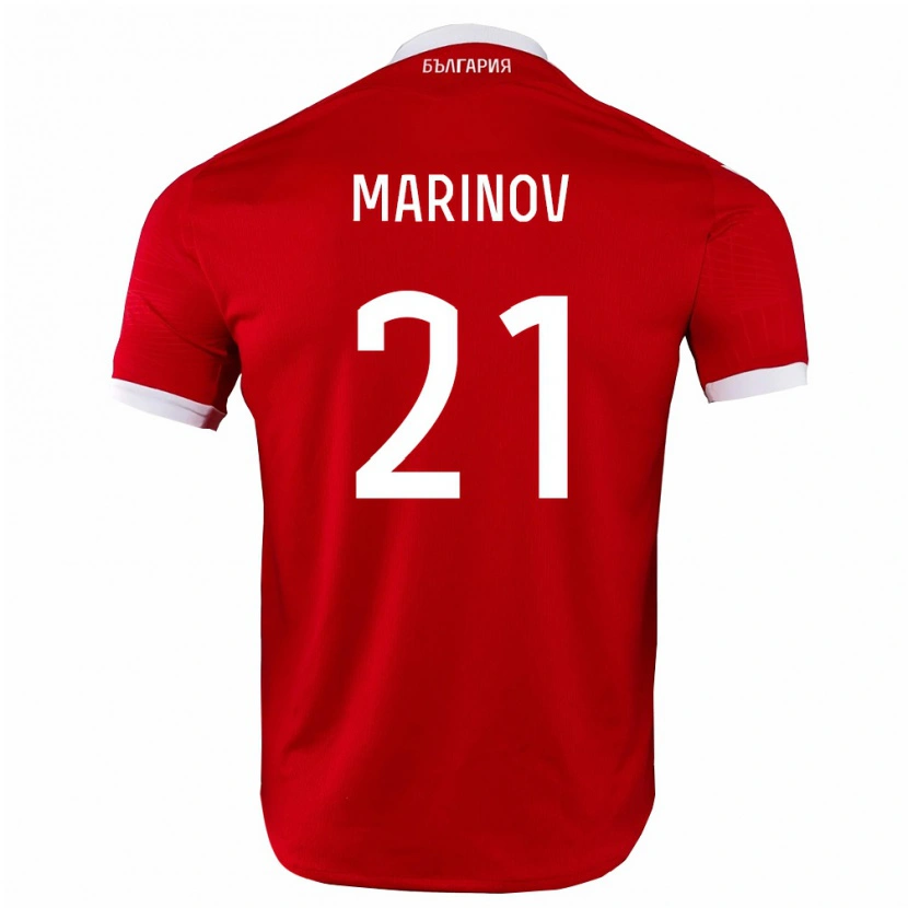 Danxen Dámské Bulharsko Aleksandar Marinov #21 Červená Bílá Daleko Hráčské Dresy 26-28 Dres