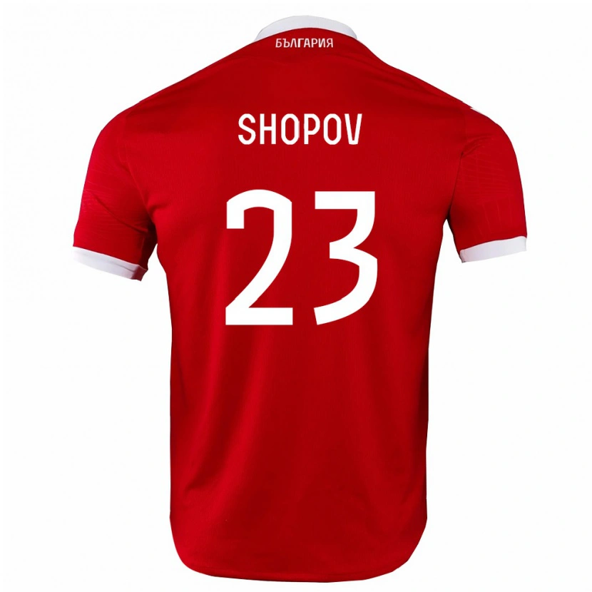 Danxen Dámské Bulharsko Stanislav Shopov #23 Červená Bílá Daleko Hráčské Dresy 26-28 Dres
