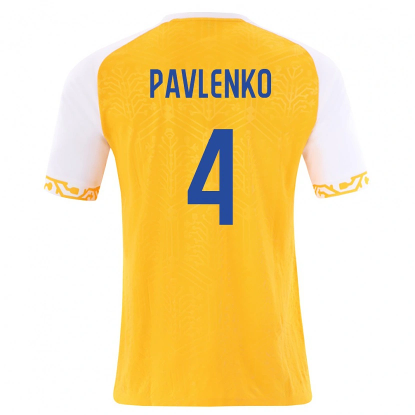 Danxen Dámské Moldavsko Daniil Pavlenko #4 Žlutá Bílá Daleko Hráčské Dresy 26-28 Dres