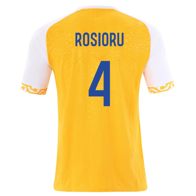 Danxen Dámské Moldavsko Marius-Nicolae Rosioru #4 Žlutá Bílá Daleko Hráčské Dresy 26-28 Dres