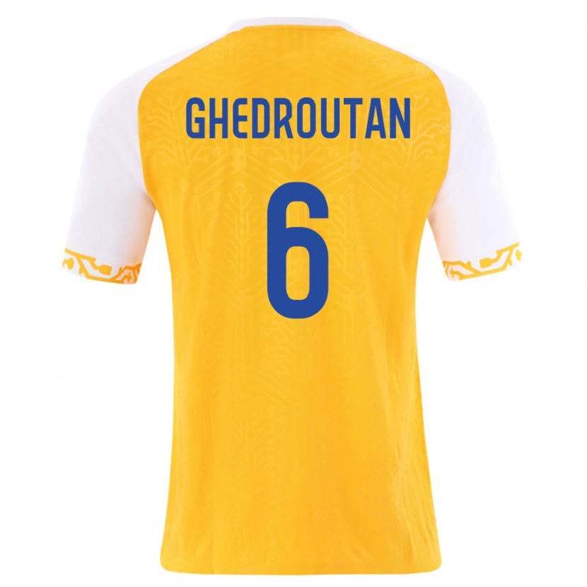 Danxen Dámské Moldavsko Cristian Ghedrouțan #6 Žlutá Bílá Daleko Hráčské Dresy 26-28 Dres