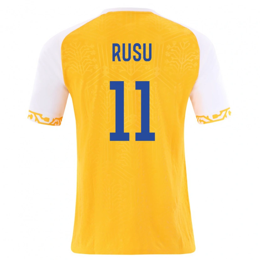 Danxen Dámské Moldavsko Timofei Rusu #11 Žlutá Bílá Daleko Hráčské Dresy 26-28 Dres