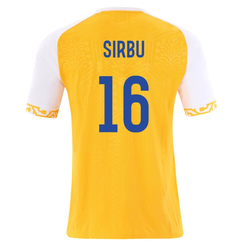 Danxen Dámské Moldavsko David Sirbu #16 Žlutá Bílá Daleko Hráčské Dresy 26-28 Dres