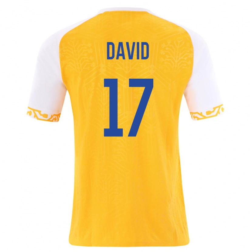 Danxen Dámské Moldavsko Ovidiu David #17 Žlutá Bílá Daleko Hráčské Dresy 26-28 Dres