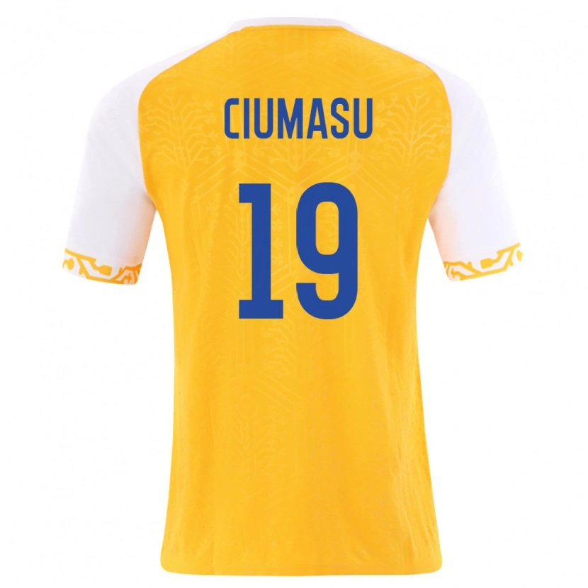 Danxen Dámské Moldavsko Victor Ciumașu #19 Žlutá Bílá Daleko Hráčské Dresy 26-28 Dres