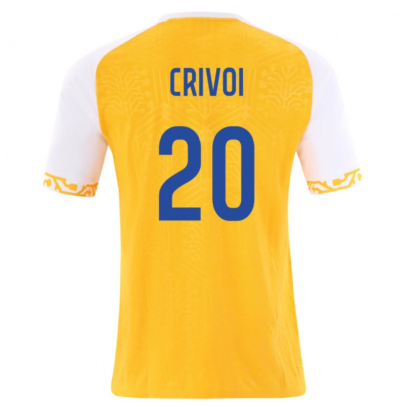 Danxen Dámské Moldavsko Mihai Crivoi #20 Žlutá Bílá Daleko Hráčské Dresy 26-28 Dres