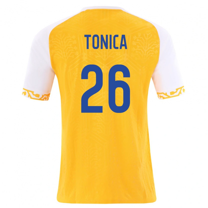 Danxen Dámské Moldavsko Daniel Tonica #26 Žlutá Bílá Daleko Hráčské Dresy 26-28 Dres