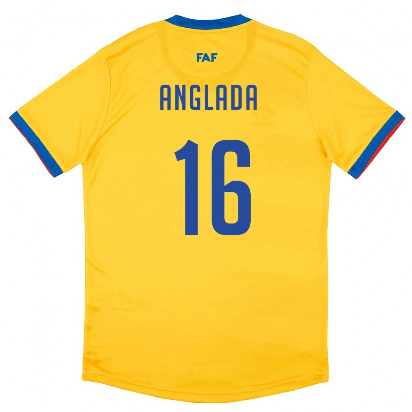 Danxen Dámské Andorra Manel Anglada #16 Žlutá Modrá Červená Daleko Hráčské Dresy 26-28 Dres