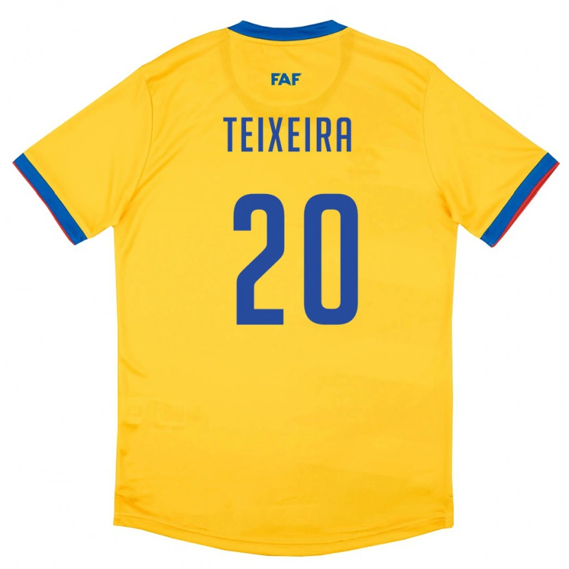 Danxen Dámské Andorra João Teixeira #20 Žlutá Modrá Červená Daleko Hráčské Dresy 26-28 Dres