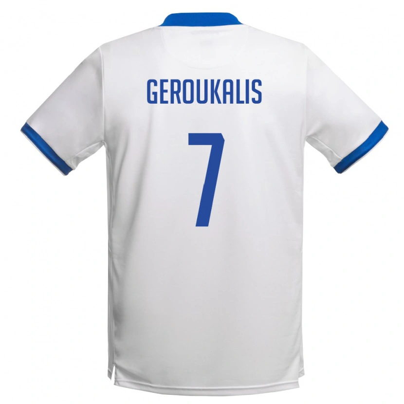 Danxen Dámské Kypr Alexandros Geroukalis #7 Bílá Královská Modrá Daleko Hráčské Dresy 26-28 Dres