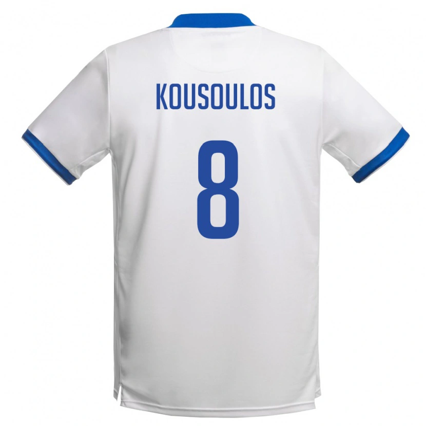 Danxen Dámské Kypr Ioannis Kousoulos #8 Bílá Královská Modrá Daleko Hráčské Dresy 26-28 Dres