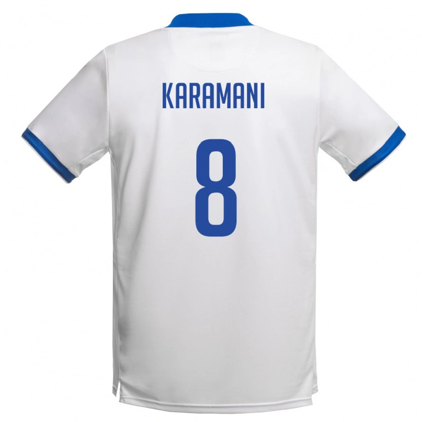 Danxen Dámské Kypr Christos Karamani #8 Bílá Královská Modrá Daleko Hráčské Dresy 26-28 Dres