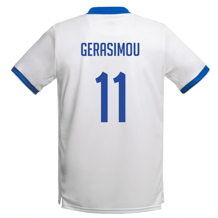 Danxen Dámské Kypr David Gerasimou #11 Bílá Královská Modrá Daleko Hráčské Dresy 26-28 Dres