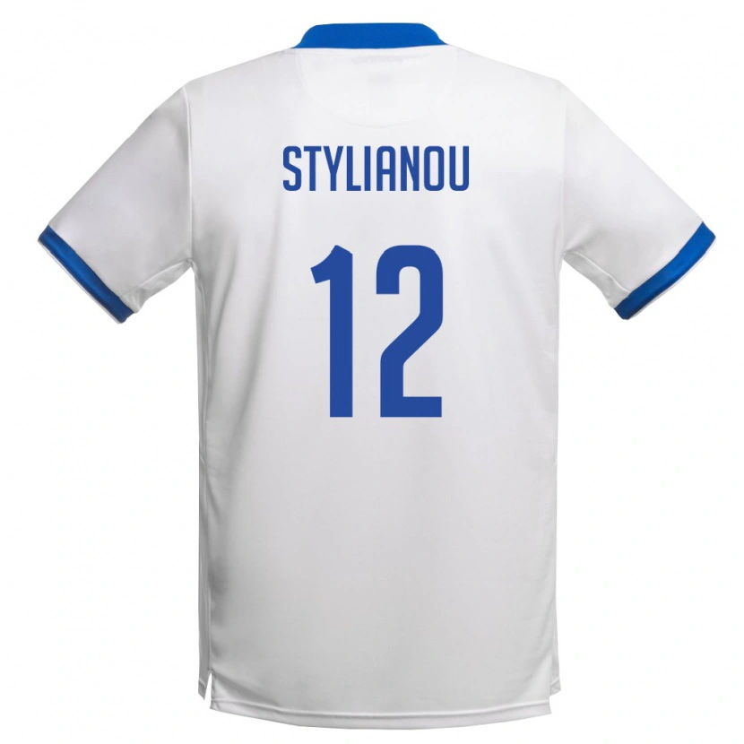 Danxen Dámské Kypr Konstantinos Stylianou #12 Bílá Královská Modrá Daleko Hráčské Dresy 26-28 Dres
