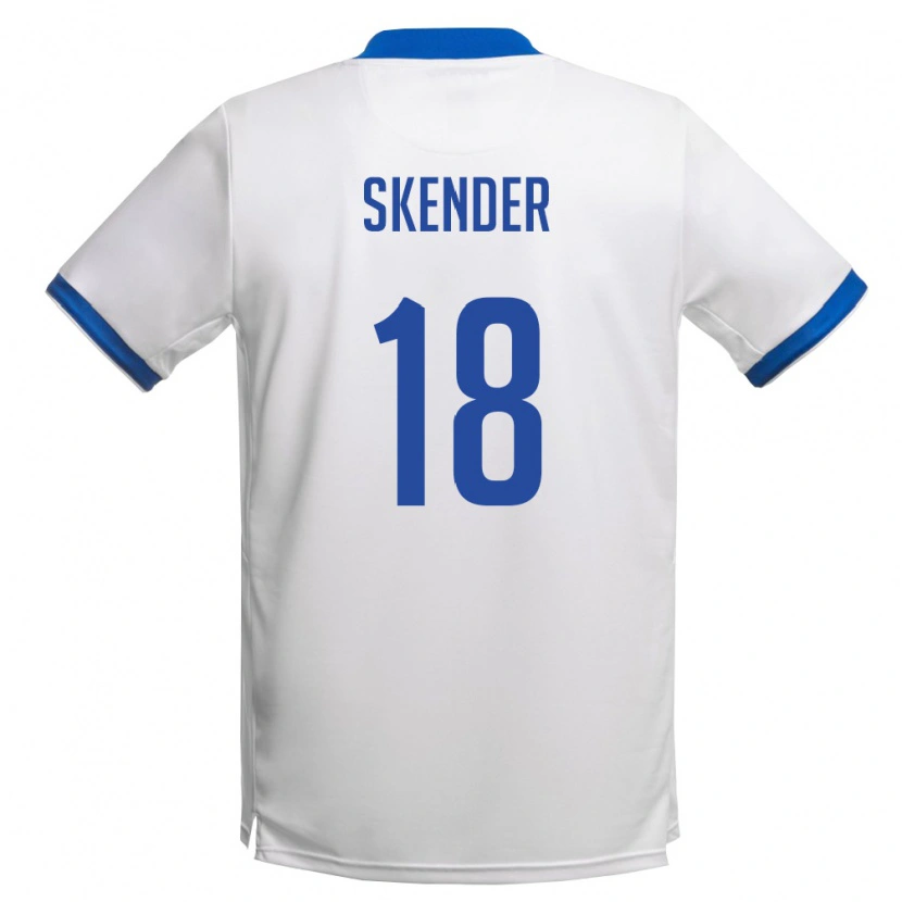 Danxen Dámské Kypr Alexandros Skender #18 Bílá Královská Modrá Daleko Hráčské Dresy 26-28 Dres