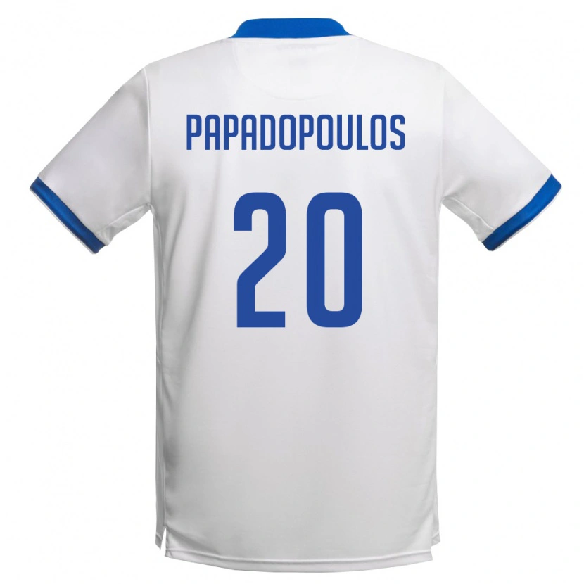 Danxen Dámské Kypr Christos Papadopoulos #20 Bílá Královská Modrá Daleko Hráčské Dresy 26-28 Dres
