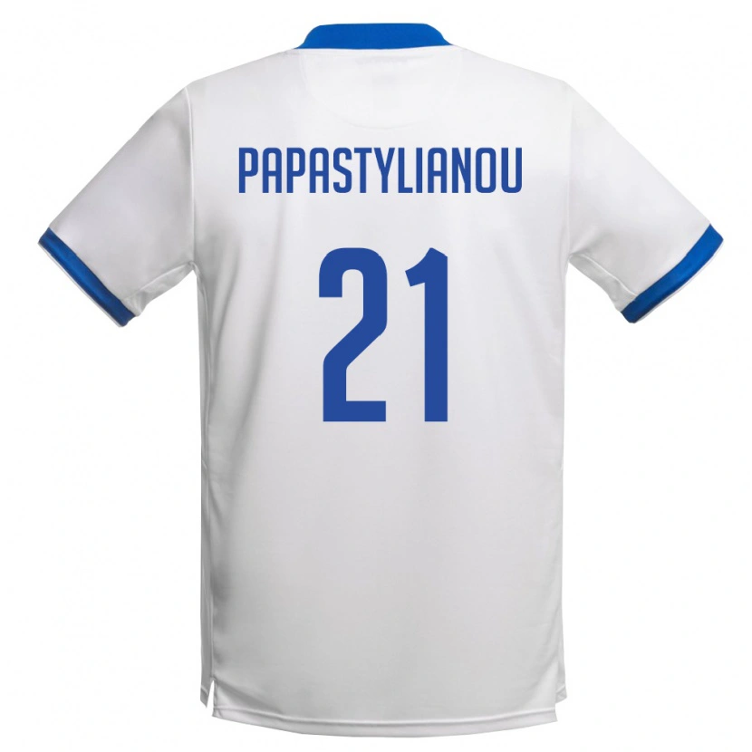 Danxen Dámské Kypr Lysandros Papastylianou #21 Bílá Královská Modrá Daleko Hráčské Dresy 26-28 Dres