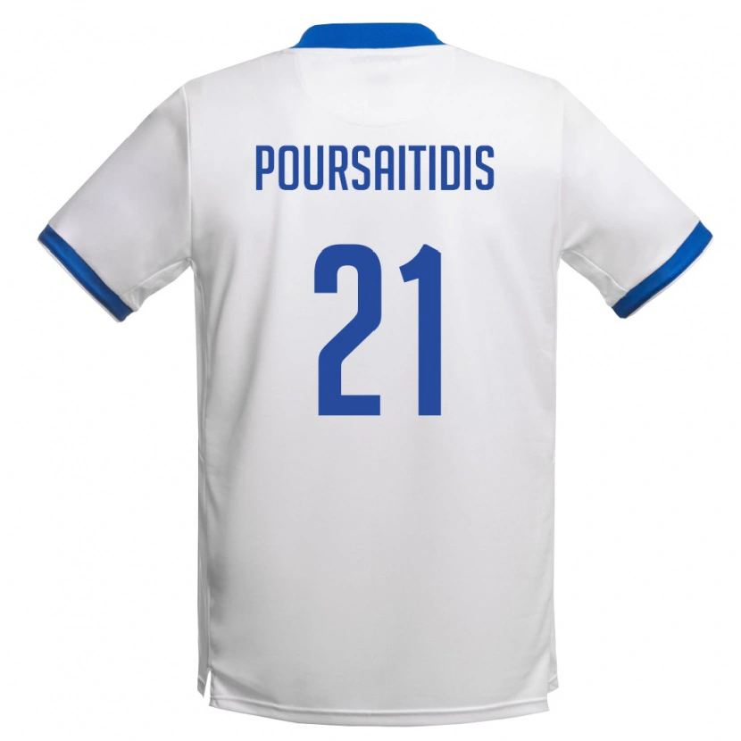 Danxen Dámské Kypr Konstantinos Poursaitidis #21 Bílá Královská Modrá Daleko Hráčské Dresy 26-28 Dres
