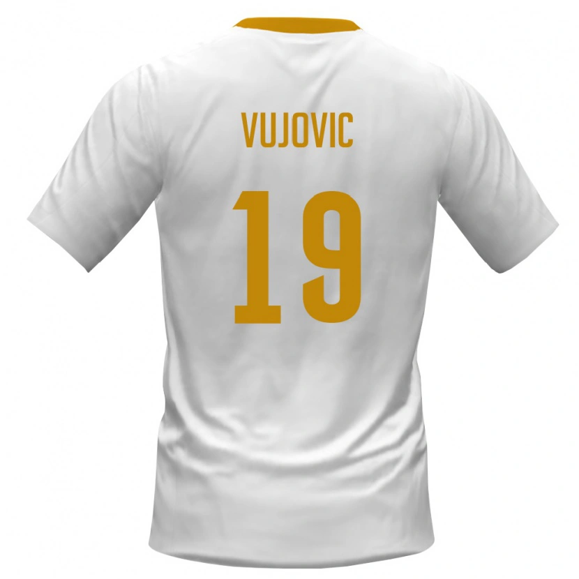 Danxen Dámské Černá Hora Petar Vujovic #19 Bílá Červená Žlutá Daleko Hráčské Dresy 26-28 Dres