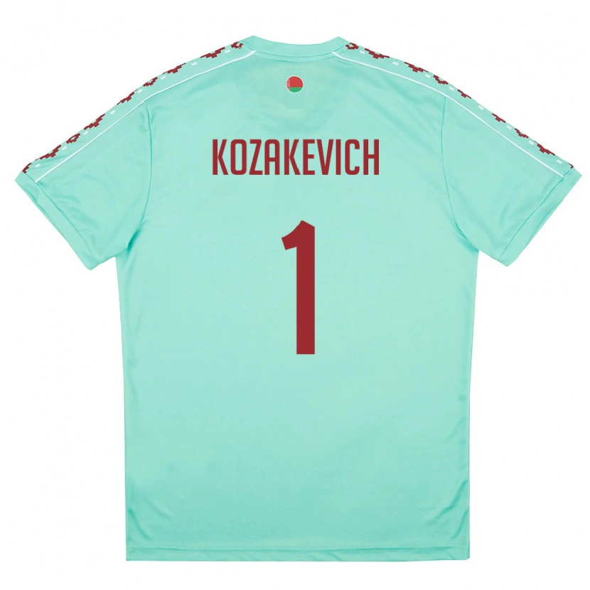Danxen Dámské Bělorusko Mikhail Kozakevich #1 Světle Zelená Vínová Daleko Hráčské Dresy 26-28 Dres