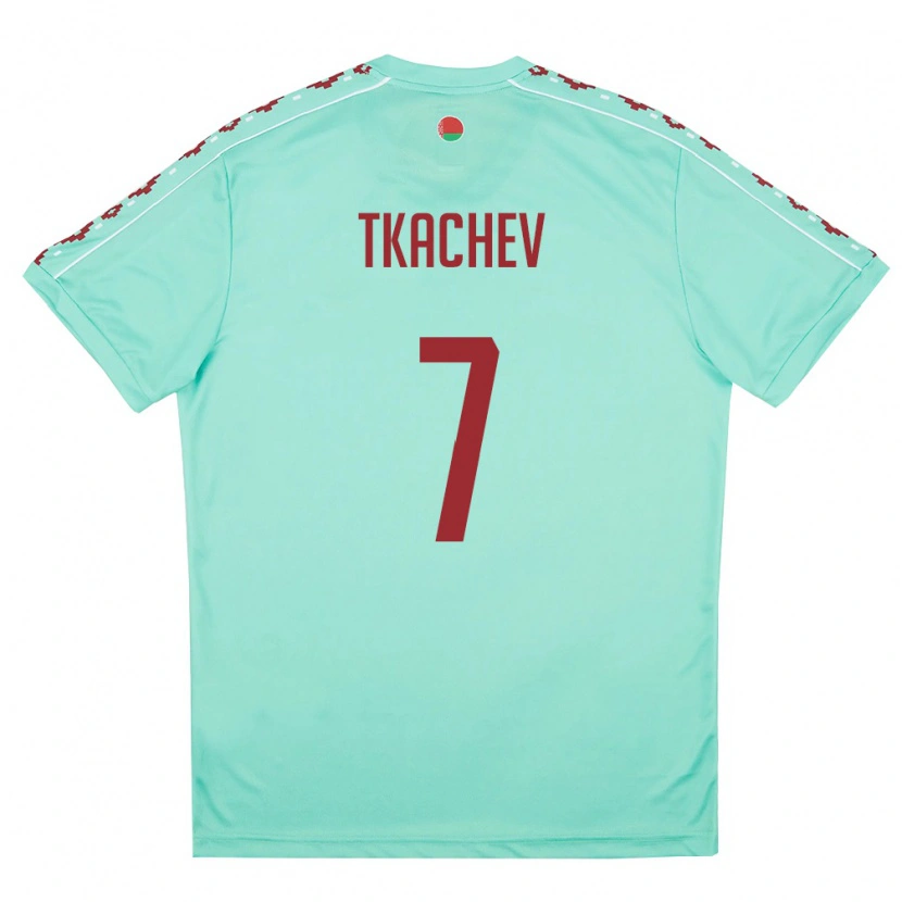 Danxen Dámské Bělorusko Timofey Tkachev #7 Světle Zelená Vínová Daleko Hráčské Dresy 26-28 Dres