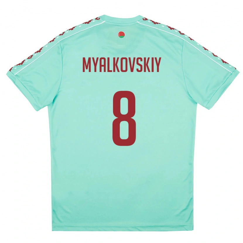 Danxen Dámské Bělorusko Ruslan Myalkovskiy #8 Světle Zelená Vínová Daleko Hráčské Dresy 26-28 Dres