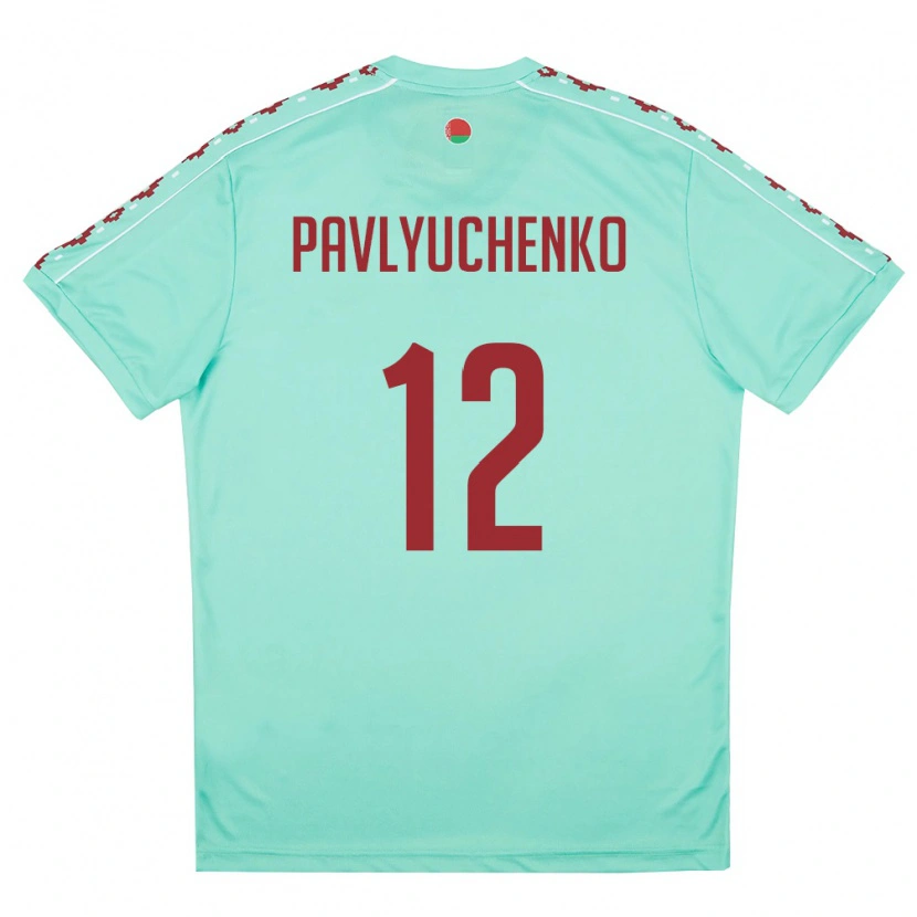 Danxen Dámské Bělorusko Pavel Pavlyuchenko #12 Světle Zelená Vínová Daleko Hráčské Dresy 26-28 Dres