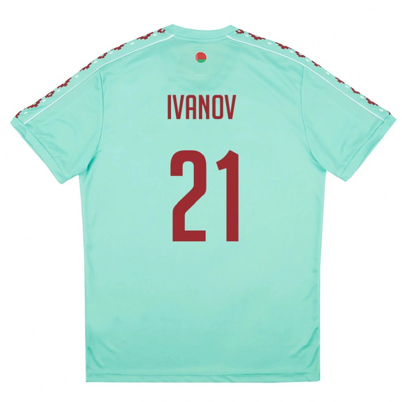 Danxen Dámské Bělorusko Nikolay Ivanov #21 Světle Zelená Vínová Daleko Hráčské Dresy 26-28 Dres