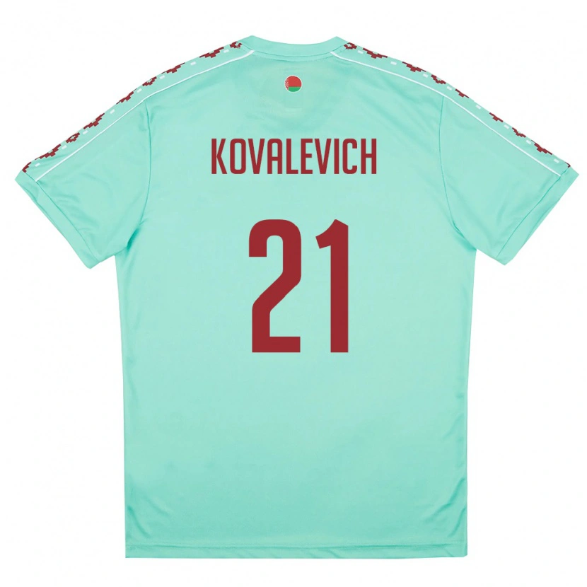 Danxen Dámské Bělorusko Timofey Kovalevich #21 Světle Zelená Vínová Daleko Hráčské Dresy 26-28 Dres