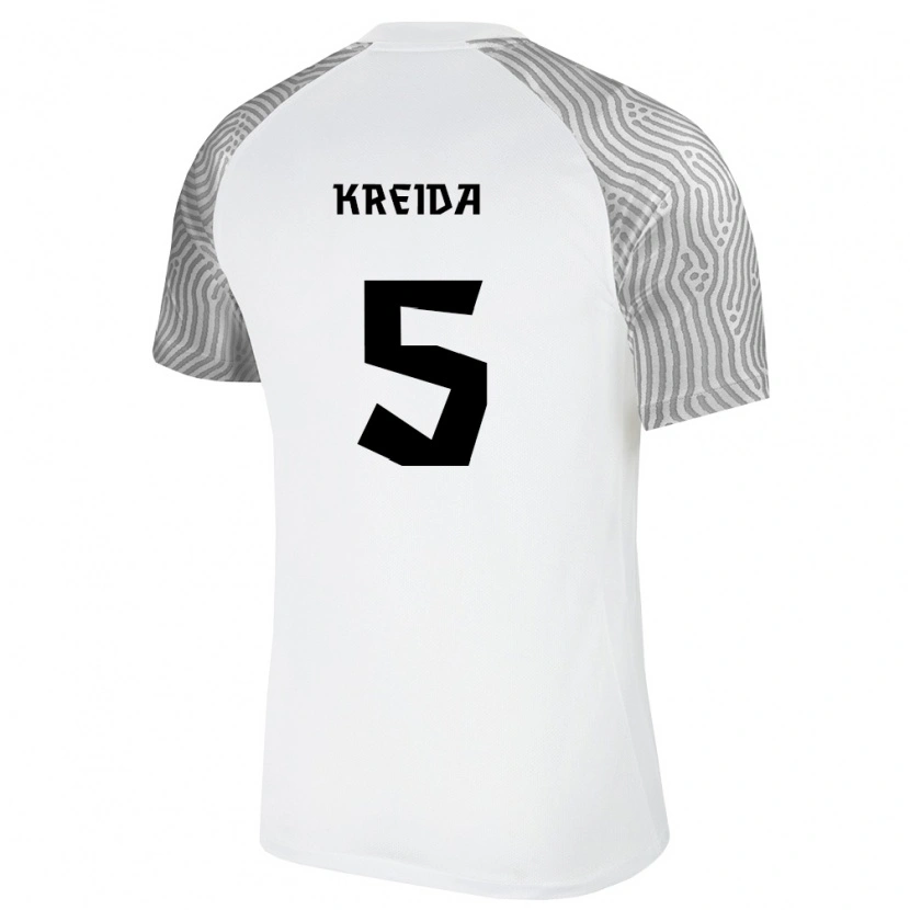 Danxen Dámské Estonsko Vladislav Kreida #5 Bílá Šedá Daleko Hráčské Dresy 26-28 Dres