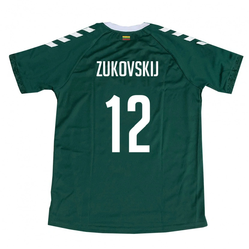 Danxen Dámské Litva Mark Žukovskij #12 Tmavě Zelená Bílá Daleko Hráčské Dresy 26-28 Dres