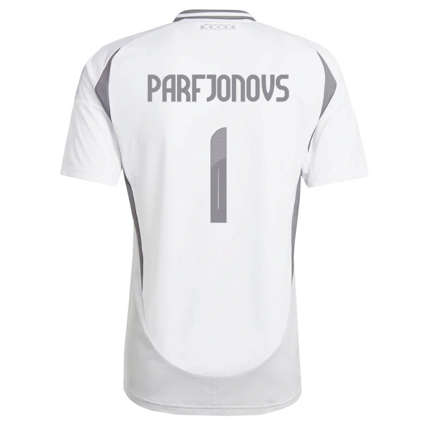 Danxen Dámské Lotyšsko Nikita Parfjonovs #1 Bílá Tmavě Šedá Daleko Hráčské Dresy 26-28 Dres