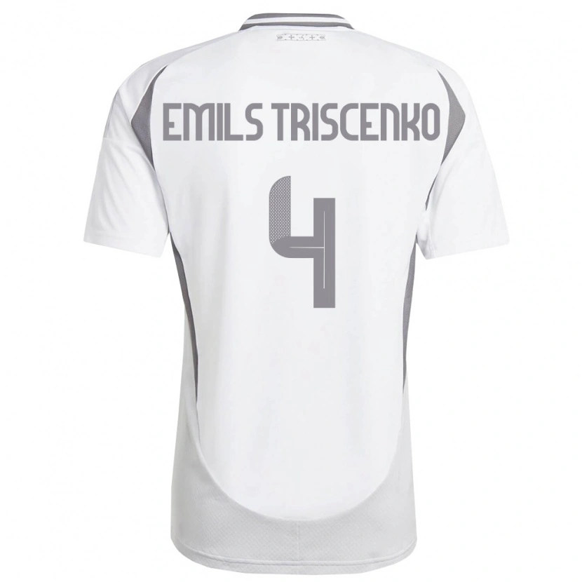 Danxen Dámské Lotyšsko Valters Emils Triscenko #4 Bílá Tmavě Šedá Daleko Hráčské Dresy 26-28 Dres