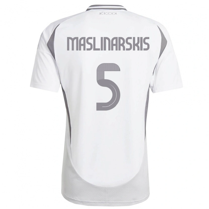 Danxen Dámské Lotyšsko Gustavs Maslinarskis #5 Bílá Tmavě Šedá Daleko Hráčské Dresy 26-28 Dres