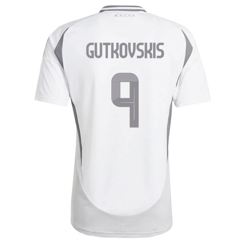 Danxen Dámské Lotyšsko Vladislavs Gutkovskis #9 Bílá Tmavě Šedá Daleko Hráčské Dresy 26-28 Dres